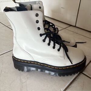 Dr. Martens White Leather Platform Combat Boots